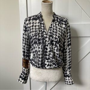 Brochu Walker Mayes houndstooth silk blouse size XS